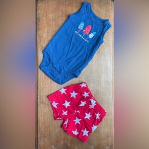 Carter's Red and Blue Tank Top Onsie with Star Shorts